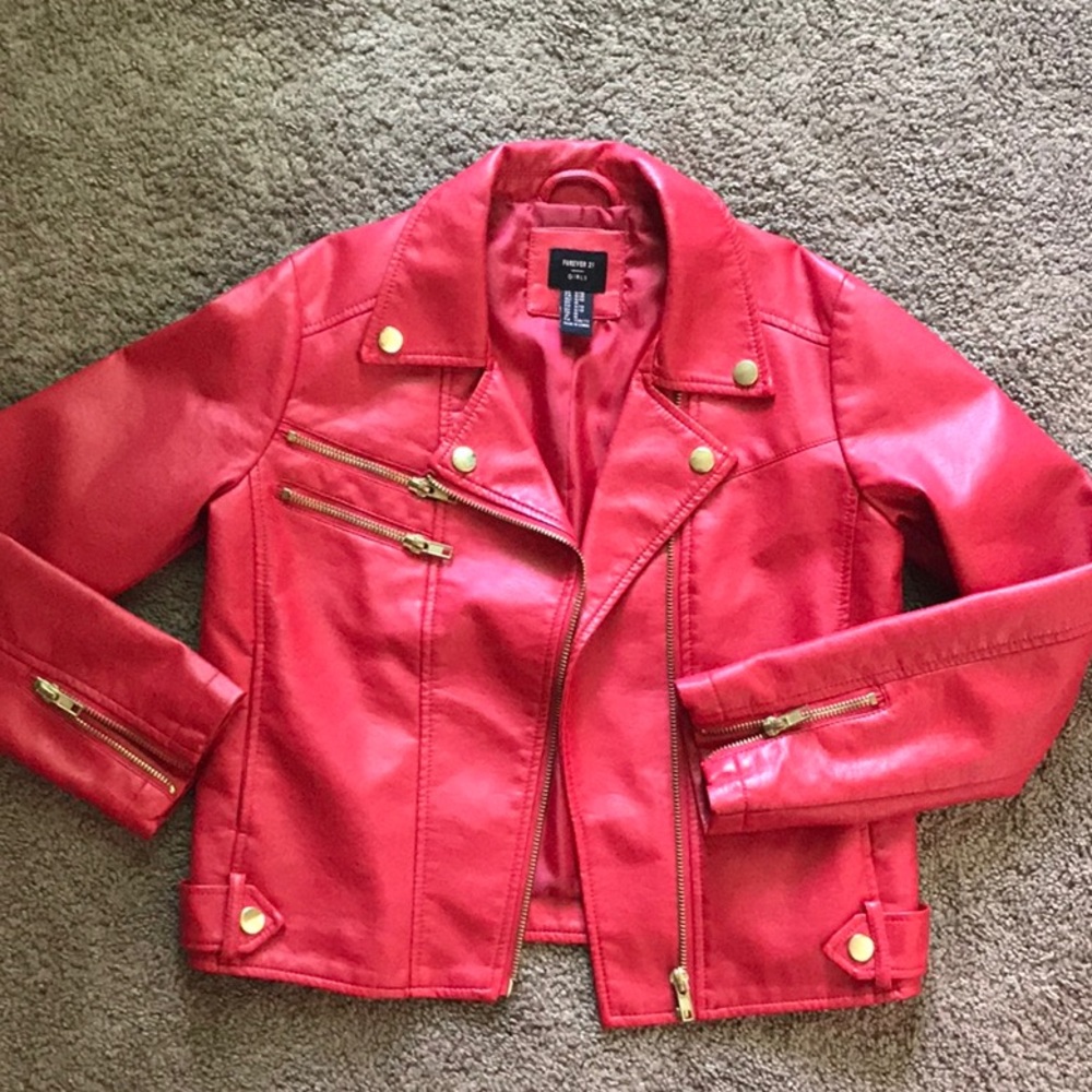 Red Girl Biker Jacket